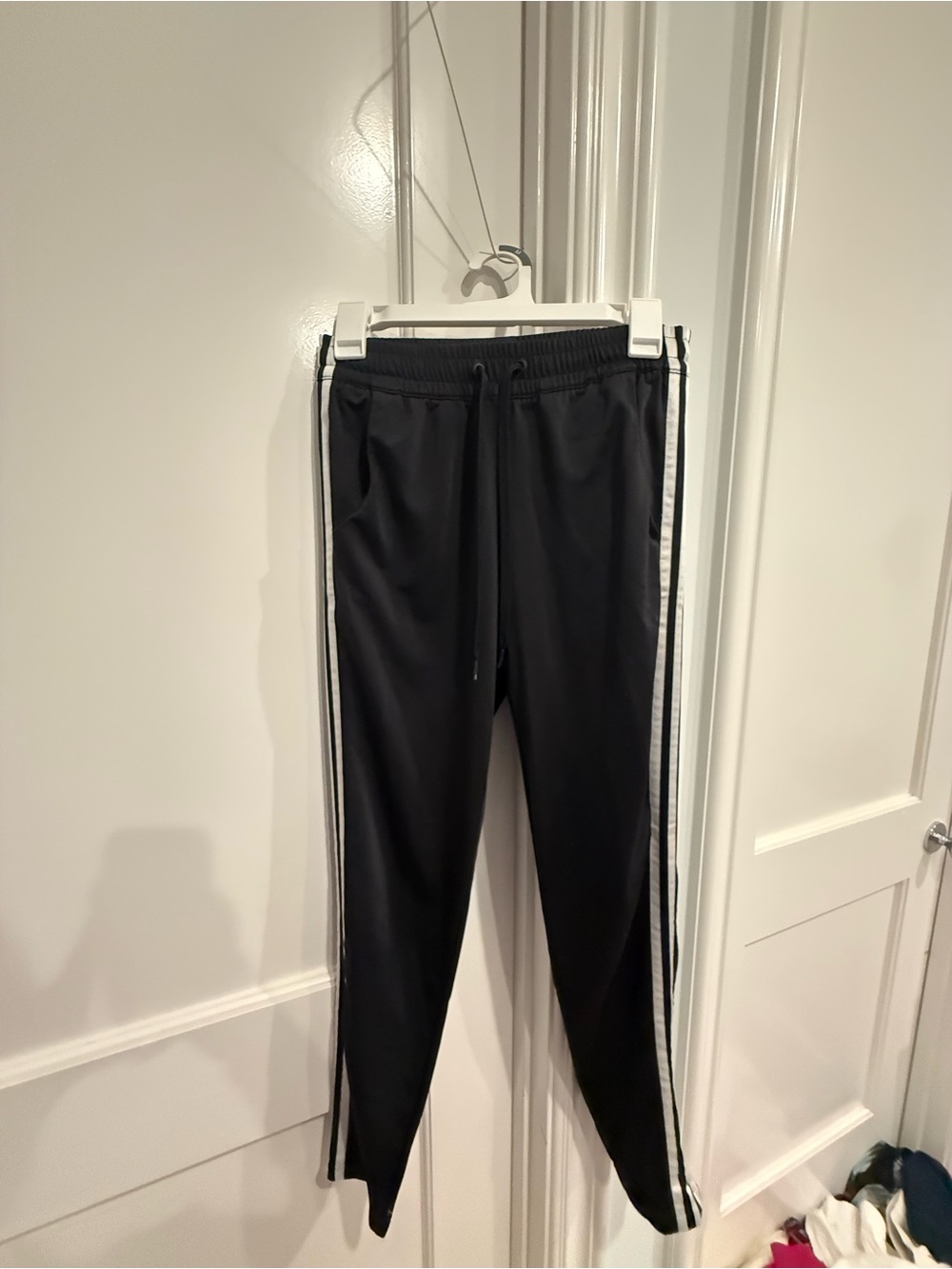 adidas Black Joggers with White Side Stripes